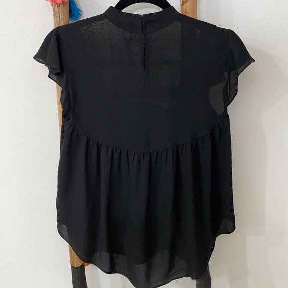Black Babydoll Blouse with Lace Detail - Picture 2 of 4